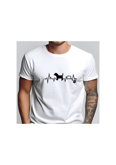 Caddemia Yaz Moda Rahat Gevşek Köpek Ve Pençe Baskı Kalp Atışı Tasarım Baskılı Yuvarl Beyaz 2XL