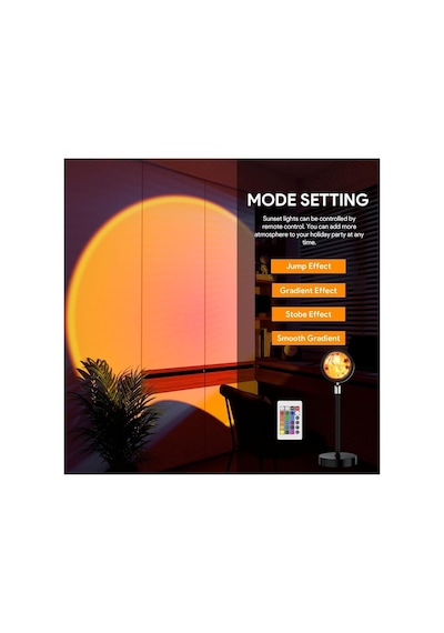 Kyrotech Rgb Sunset Gün Batımı Projektör, 16 Renk Modlu, Led Ambiyans Işığı, Hd Kristal Lens, 360 Döner Başl
