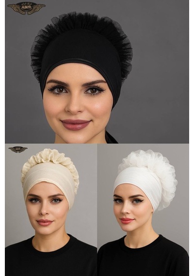 Aldaıyr 3adet Fırfır Bone Tesettür Bone Renkli6