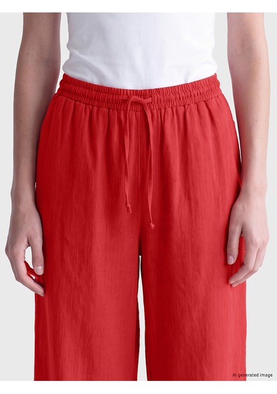 Lcw Modest Kırmızı Beli Lastikli Kadın Geniş Paça Pantolon