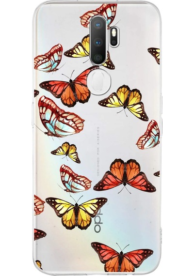 Oppo A5 2020 İle Uyumlu 1mm Slim Fit Water Color 2 Baskılı Şeffaf Kılıf