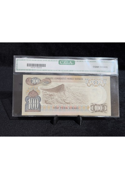 Türkiye 1979 100 Türk Lirası 6. Emisyon Cga 67 Gem Uncırculated Atatürk & Ağrı Dağı