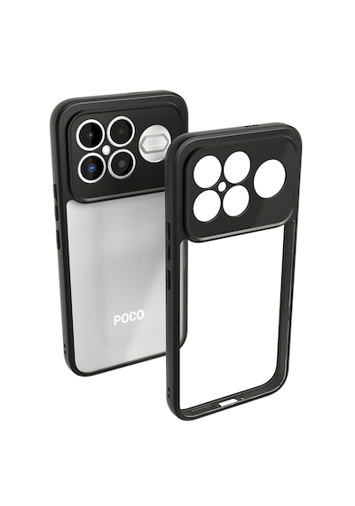 Xiaomi Poco F8 Ultra Kılıf Kenarları Silikon Kamera Korumalı Şeffaf Arka Yüzey Pürüzsüz New Roll Kapak Siyah