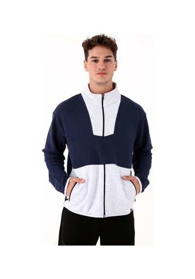 Scorp Spark Tam Fermuarlı Erkek Sweatshirt Lacivert Standart