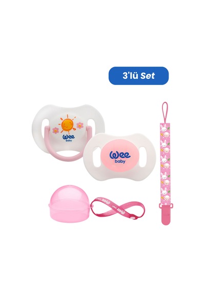 Wee Baby 2'li Gece Gündüz Emzik No:1 Kutu ve Band Seti Pembe