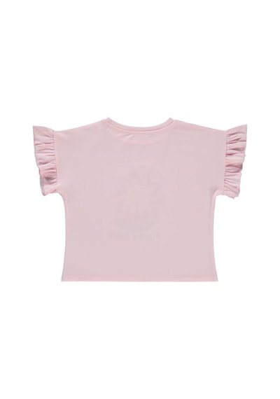 Civil Girls Çiçek Nakışlı 6-9 Yaş Tişört Pembe