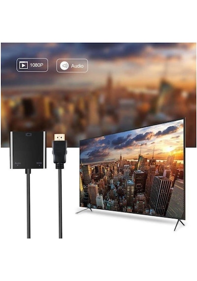 Hdmi To Vga Kablo Çevirici Dönüştürücü Ses Uydu Receiver Ps3 Ps4 (250382997)