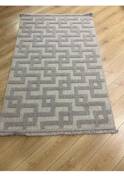 Çam Halı Enti Halı Togo 7509 Gri Geometrik Desenli Makine Halısı