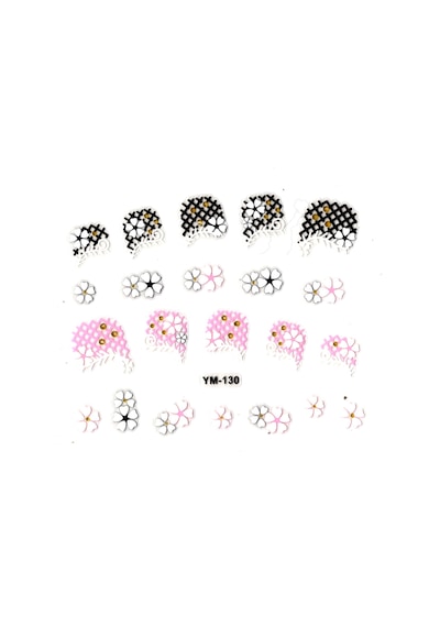 Limmy Tırnak Süsleme Sticker Nail Art Ym-130 - 6x5 Cm - İkili Kalpli Çiçek