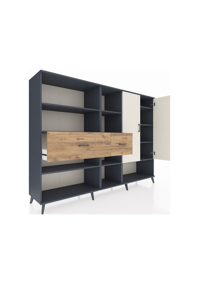 Hyperion Dolap 10 Raflı 2 Çekmeceli 2 Kapaklı 220x44x163 Antrasit Antrasit-aytaşı/çam Hyperion Dolap 10 Raflı 2 Çekmeceli 2 Kapaklı 220x44x163 Antrasit Antrasit-aytaşı/çam