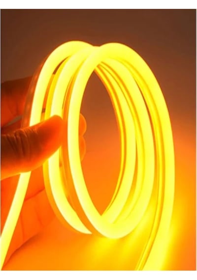 Yuled Neon Amber 220V Esnek Hortum Şerit Led Işık 10 M + Güç Fişi