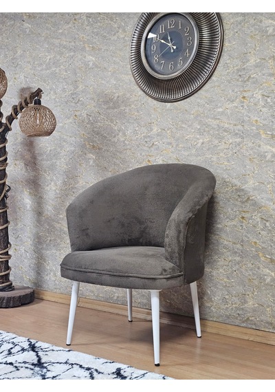 Zafir Tekli Teddy Beyaz Boyalı Sivriltme Ayak Çay Seti Koltuk Tekli Berjer , Balkon, Salon, Ofis Kahverengi