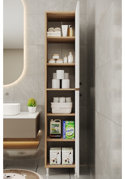 Aeka Ae-2027 Lina 2 Kapaklı Çok Amaçlı Dolap 40x180 Cm Raflı Dar Yüksek Boy Banyo Çok Bölmeli Depolama Dolabı Sonomo - Beyaz Aeka Ae-2027 Lina 2 Kapaklı Çok Amaçlı Dolap 40x180 Cm Raflı Dar Yüksek Boy Banyo Çok Bölmeli Depolama Dolabı Sonomo - Beyaz