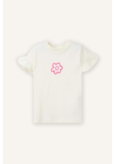 Defacto Çiçekli Tişört Kız Bebek Z9212a226smer105 Ekru-er105