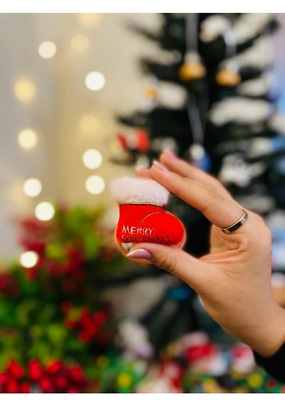 Yılbaşı Temalı Peluş Lastik Toka Seti Noel Baba, Geyik, Çam Ağacı Figürlü 5'li -213 Beyaz