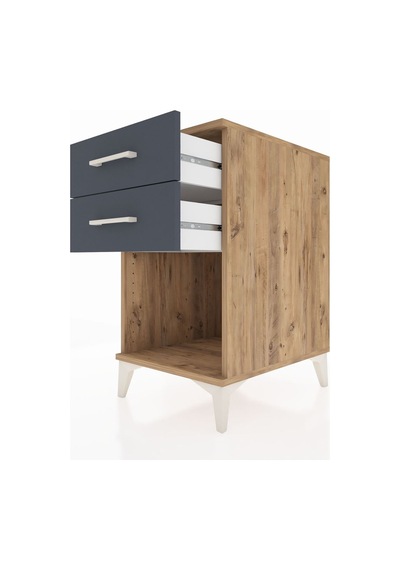 Kronos Komodin 2 Çekmeceli 44x59x80 Çam-antrasit Çam
