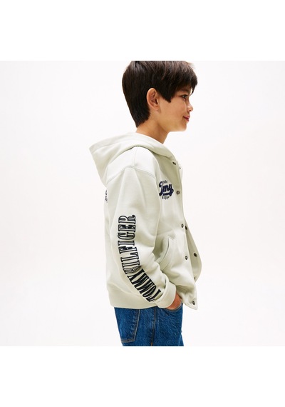 Tommy Hilfiger Varsity Graphic Snap Button Çocuk Bej Sweatshirt Kb0kb09752 Bej