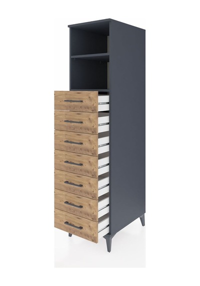Kronos Dolap 2 Raflı 7 Çekmeceli 44x59x182 Antrasit-çam Antrasit