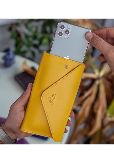 Bk Gift Kişiye Özel İsimli Telefon Ve Bozuk Para Bölmeli Zarf Model Sarı Kadın Cüzdanı, Sevgiliye Hediye, Anneye Hediye