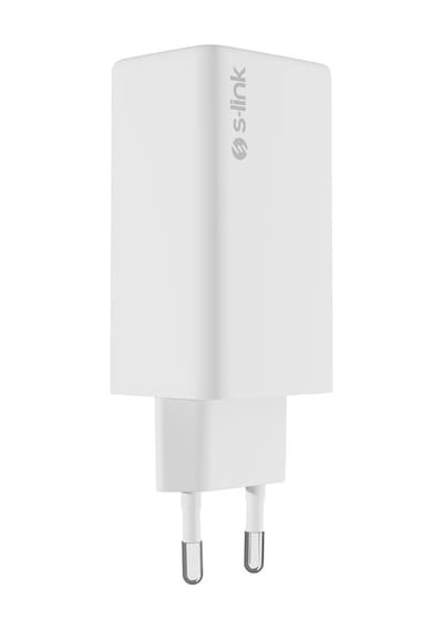 S-link Sl-ecg65 2 Usb-c + Usb-a Gan Pd 65w / Qc 18w Type Gan Pd/pps Beyaz Ev/notebook Şarj Adaptör