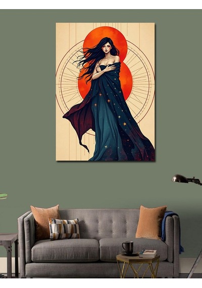 Kanvas Tablo Kırmızı Çemberli Kadın 100cmx140cm