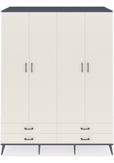Kronos Gardrop 6 Raflı 4 Çekmeceli 2 Askılı 176x59x221 Antrasit-aytaşı Beyaz Kronos Gardrop 6 Raflı 4 Çekmeceli 2 Askılı 176x59x221 Antrasit-aytaşı Beyaz