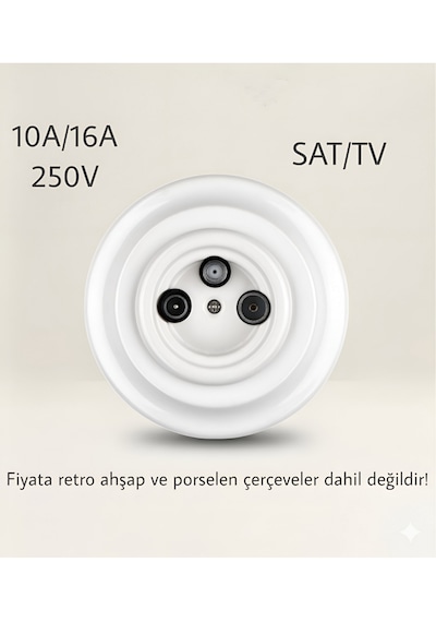 Porselen Priz Sat/tv Beyaz Tek Priz