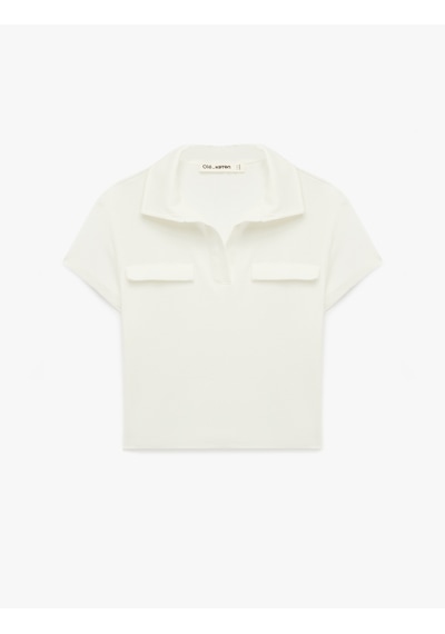 Koton Modal Karışımlı Regular Fit Cep Detaylı Kısa Kollu Polo Yaka Tişört Ekru 7wal10205ık
