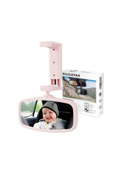 Alliluya Bebek Araba Dikiz Aynası, Pembe, 360 Döndürülebilir, Yaylı Klipsli Arabada Bebek Var Sticker