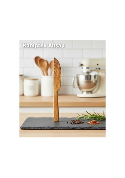 Kamptek Ahşap Bıçak 19 Cm Kahvaltı Doğal Ürün Uzun Ömürlü Dayanıklı Ahşap