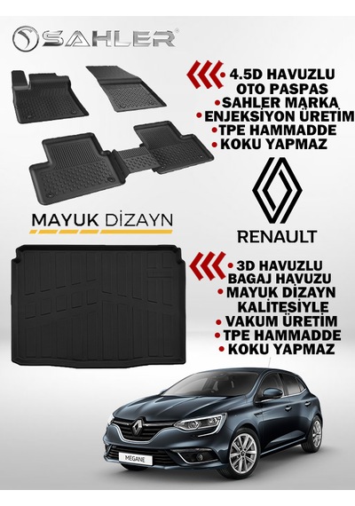 Renault Megane 4 Hb 2016 Ve Üzeri Sahler Premium Paspas Ve 3d Ba