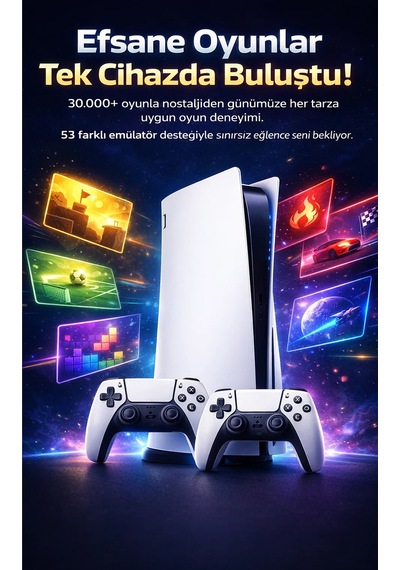 Ultra Retro Oyun Konsolu - 53 Emülatörlü, 2 Kablosuz Kollu 10.000+ Nostalji Oyun Seti