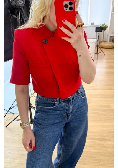 Modaonna Kırmızı Crop Blazer Ceket