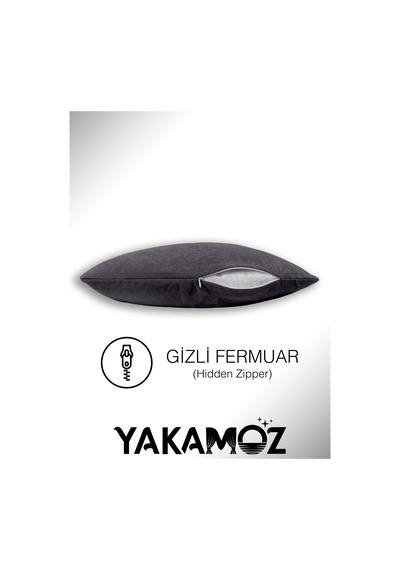 Gümüş Grisi Kırlent , Yastık Kılıfı Kadife Görünümlü Velvet Touch Serisi Gümüş Grisi