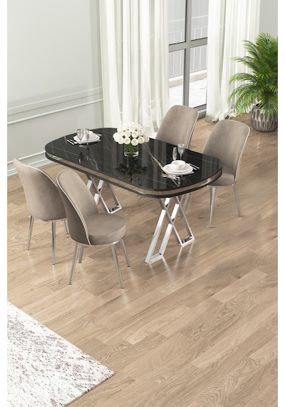Canisa Lai Serisi 90x168 Lak Panel Sonata Masa Ve 4 Cappucino Sandalye Krom Kaplama Ayak Sonata Masa Cappucino Sandalye Ayaklar Krom Canisa Lai Serisi 90x168 Lak Panel Sonata Masa Ve 4 Cappucino Sandalye Krom Kaplama Ayak Sonata Masa Cappucino Sandalye Ayaklar Krom