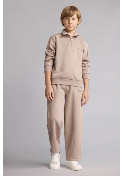 Defacto Yarım Fermuarlı Dik Yaka Vizon Erkek Çocuk Sweatshirt H9689a8/bn615