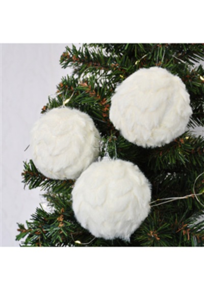 8cm Yılbaşı Ağaç Peluş Süsleme Topu 3lü Pvc Kutu