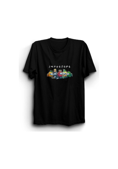 Among Us Impostors Oyun Game Baskılı Tshirt SIYAH