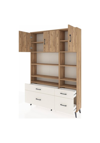 Arges Dolap 10 Raflı 4 Çekmeceli 3 Kapaklı 132x30x195 Çam-çam... Çam