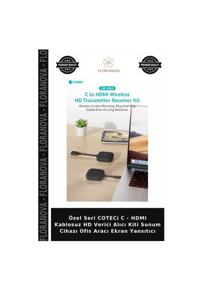 Özel Seri Coteci C - Hdmı Kablosuz Hd Verici Alıcı Kiti Sunum Cihazı Ofis Aracı Ekran Yansıtıcı