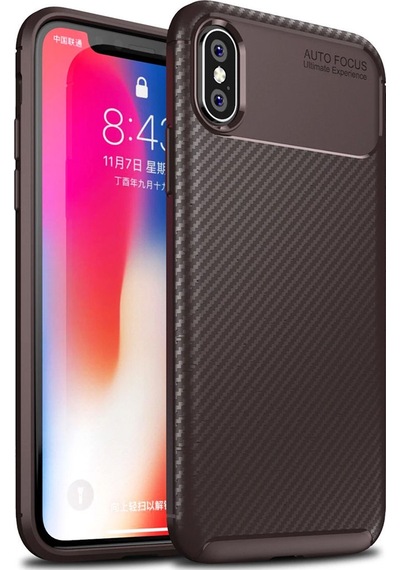 Apple Uyumlu iPhone Xs Max Karbon Desenli Negro Silikon Kılıf