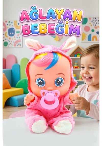 Pembe Kostümlü Ağlayan Ve Konuşan Et Bebek Emzikli Ve Biberonlu İnteraktif Oyuncak Bebek