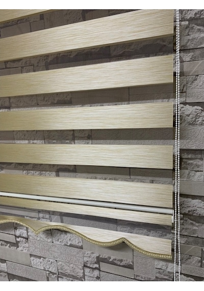 Krem Renk Bambu Zebra Perde (Etekli)