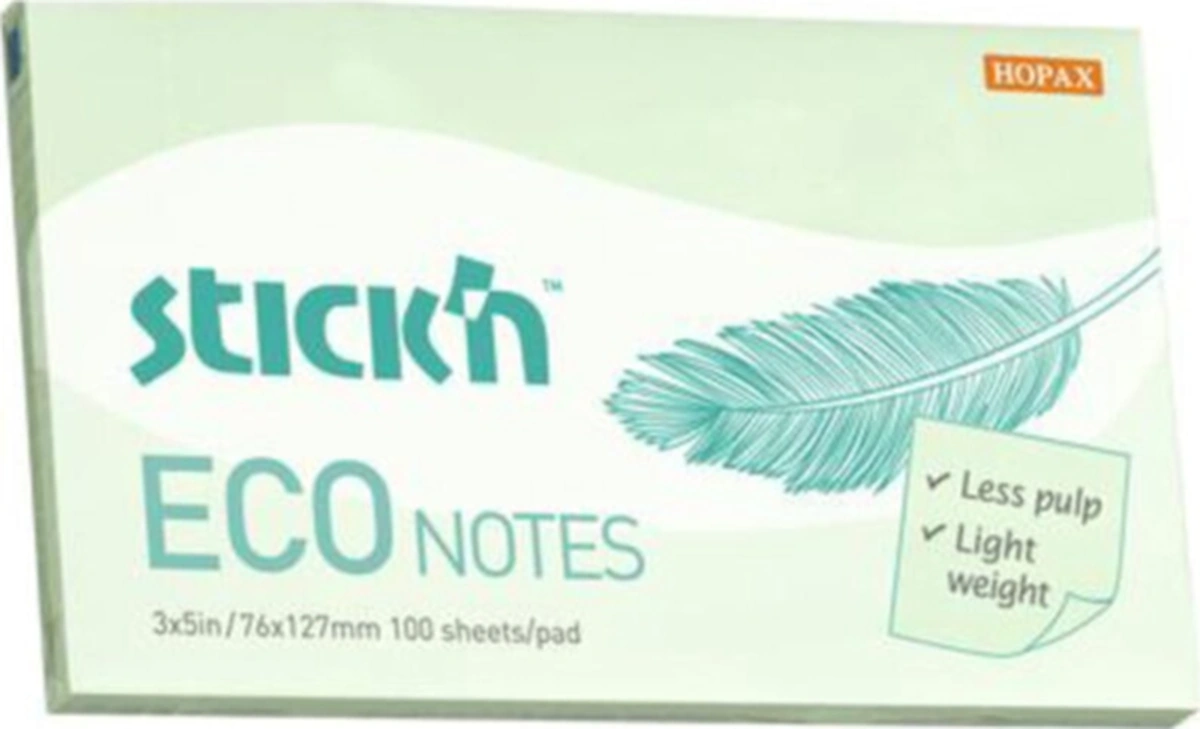 Hopax Stıckn Yapışkanlı Not Kağıdı 100 Yp 76x127 Eco Patel Yeşil 21752