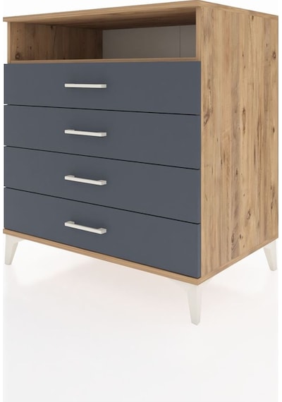 Kronos Şifonyer Tek Raflı 4 Çekmeceli 88x59x96 Çam-antrasit Çam