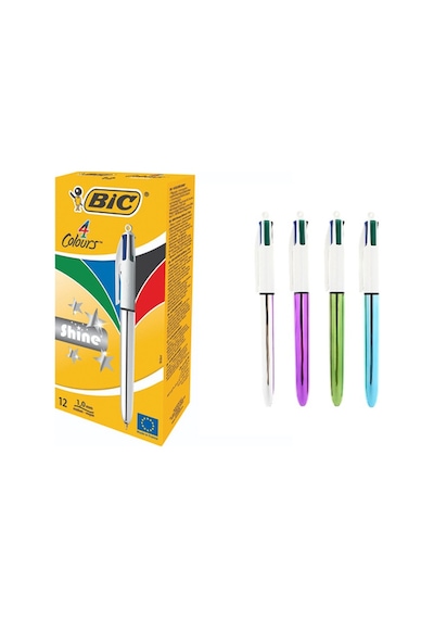 Bic Tükenmez Kalem Shıne 4 Colours Gümüş Gövde 12 Li 919380 Çok Renkli