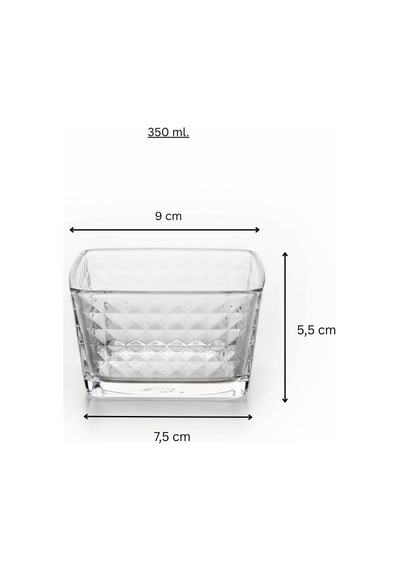 Piramit Desen Kahvaltılık Cam Kase Seti - 6 Adet - 350 Ml. Şeffaf