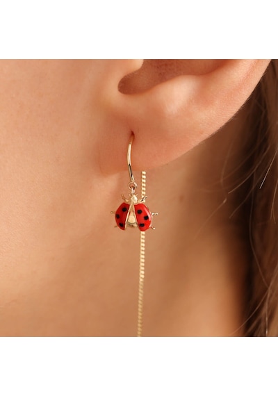 Sembol Gold 14 Ayar Altın Ladybug Küpe