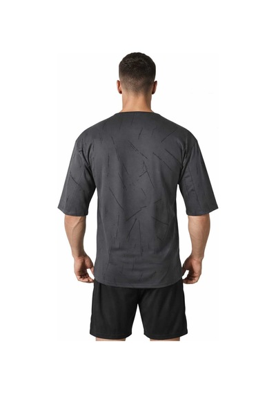 Dark Line Erkek Oversize Çizik Efektli Tshirt Koyu Gri Füme