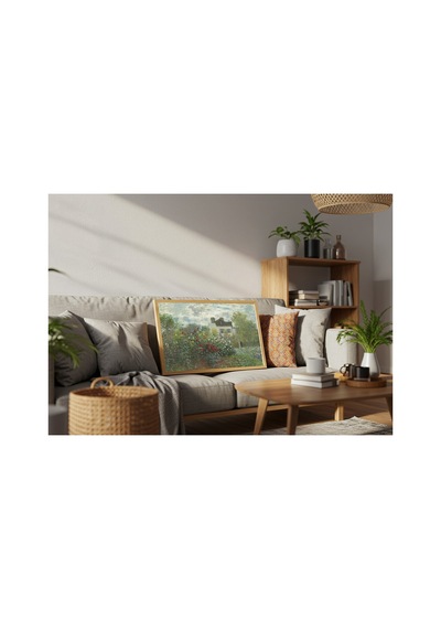 Monet Argenteuil'deki Bahçe, Yıldız Çiçekleri Çerçevesiz Poster 30x42 Cm A3 Tablo Empresyonist
